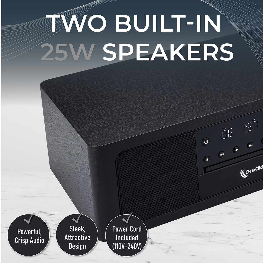 Stereo Shelf System | CD Player, Bluetooth, FM Radio, USB Playback, Au –  ClearClick, image size:1024x1024