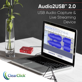 Audio2USB™ 2.0 | Audio Capture & Live Streaming Device | Record From 1/8" 3.5mm Aux or AV RCA Audio & Music Sources | USB-C Plug & Play