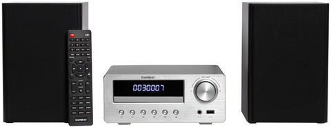 SoundBeast® CD Player Radio Stereo Shelf System with Two 30W Bookshelf Speakers | Bluetooth, Optical, & Aux Input | FM Radio | USB Playback | Alarm Clock | Remote Control