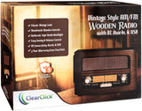 Classic Vintage Retro Style AM/FM Radio with Bluetooth (Model VR47)