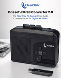 Cassette Tape to USB 2.0 (Second Generation) | Convert Cassette Tapes to Digital MP3 Audio Files on USB Flash Drive | File Splitting Feature | Instant Setup | 16 GB USB Drive Included