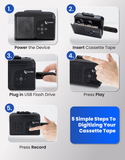 Cassette Tape to USB 2.0 (Second Generation) | Convert Cassette Tapes to Digital MP3 Audio Files on USB Flash Drive | File Splitting Feature | Instant Setup | 16 GB USB Drive Included