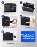 Cassette Tape to USB 2.0 (Second Generation) | Convert Cassette Tapes to Digital MP3 Audio Files on USB Flash Drive | File Splitting Feature | Instant Setup | No Computer Required