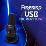 SoundBeast Firebird USB Microphone | With Volume Control, Noise Reduction Mode, RGB Lighting, Headphone Jack | For Gaming, Podcasting, Singing, Video Production, & More | For Computers