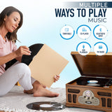 SoundBeast All-in-One Turntable | 3-Speed Record Player, Bluetooth, CD, Cassette Tape, AM/FM Radio, USB, Built-in Speakers, Handmade Wooden Exterior