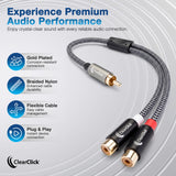 1-RCA to 2-RCA Audio Splitter Cable | 1 Male RCA to 2 Female RCA | Premium Quality