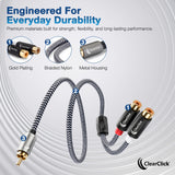 1-RCA to 2-RCA Audio Splitter Cable | 1 Male RCA to 2 Female RCA | Premium Quality