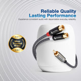 1-RCA to 2-RCA Audio Splitter Cable | 1 Male RCA to 2 Female RCA | Premium Quality