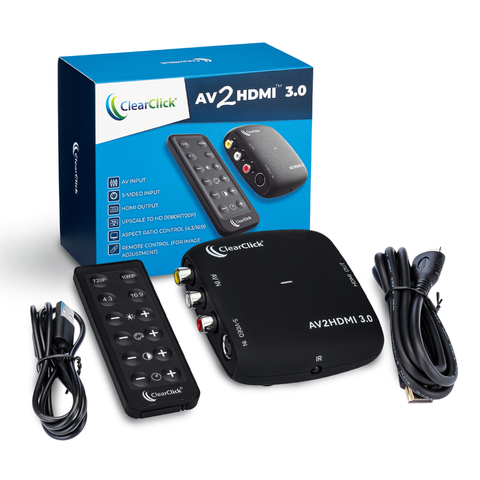 AV to HDMI Converter 3.0 (Third Generation) | Converts RCA or S-Video to 1080P HDMI | Upscaler with Remote Control for Image Adjustment | For VHS, VCR, Camcorder, DVD, TV, Gaming Systems | Works with PAL & NTSC