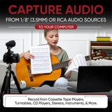 Audio2USB™ 2.0 | Audio Capture & Live Streaming Device | Record From 1/8" 3.5mm Aux or AV RCA Audio & Music Sources | USB-C Plug & Play