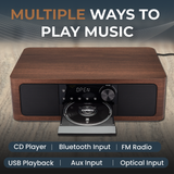 SoundBeast Stereo Shelf System | CD Player, Bluetooth, FM Radio, USB Playback, Aux in, Optical in, Alarm Clock, & Remote Control