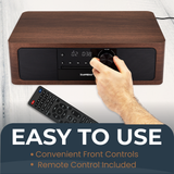 SoundBeast Stereo Shelf System | CD Player, Bluetooth, FM Radio, USB Playback, Aux in, Optical in, Alarm Clock, & Remote Control