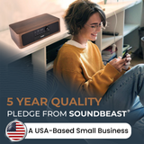 SoundBeast Stereo Shelf System | CD Player, Bluetooth, FM Radio, USB Playback, Aux in, Optical in, Alarm Clock, & Remote Control