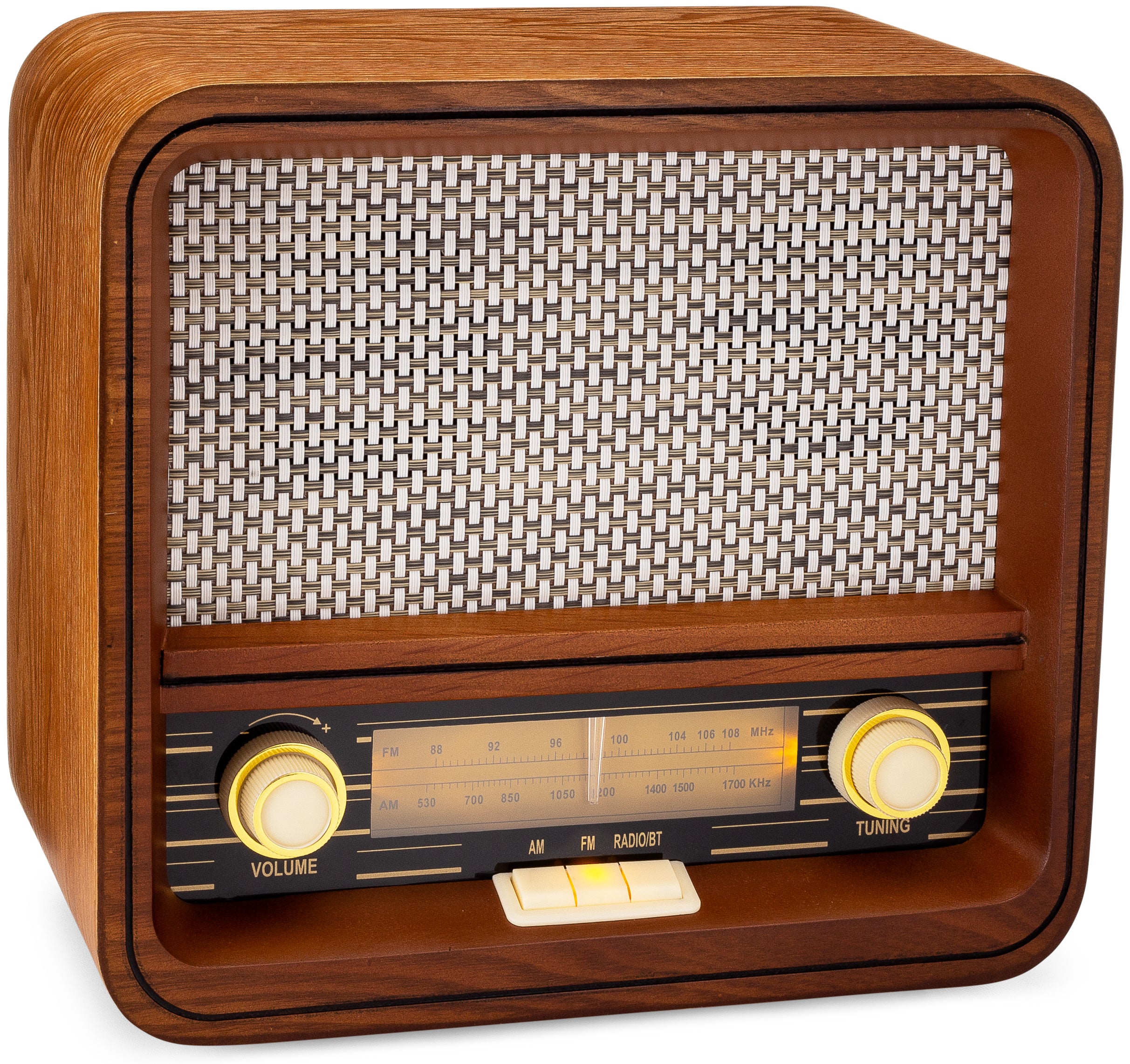 Clearclick Classic Vintage Retro Style AM/FM Radio with Bluetooth & Aux-in - Handmade Wooden Exterior