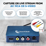 Video2USB 1080P Audio Video Capture & Live Streaming Device | Input 4K HDMI, AV, RCA, S-Video (VCR, VHS, Camcorder, Video8, Hi8, DVD, Gaming Systems) | USB-C Plug & Play