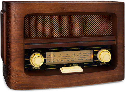 Classic Vintage Retro Style AM/FM Radio with Bluetooth (Model VR47) (BOX DAMAGED UNIT)