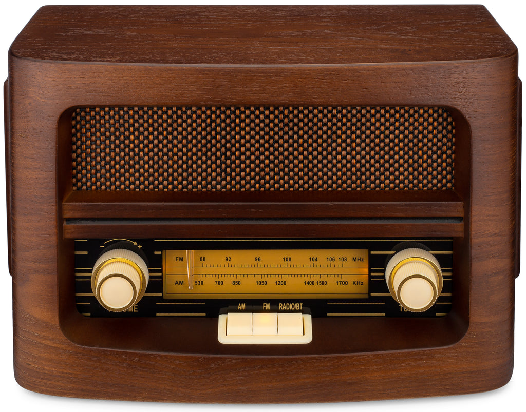 Classic Vintage Retro Style AM/FM Radio with Bluetooth (Model VR47) (B ...