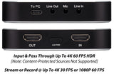 4K HD Video Capture Box Ultimate (USB Edition) | Record & Live Stream 4K30 or 1080P from 4K60 HDR HDMI Gaming Systems, Camcorders, DSLRs