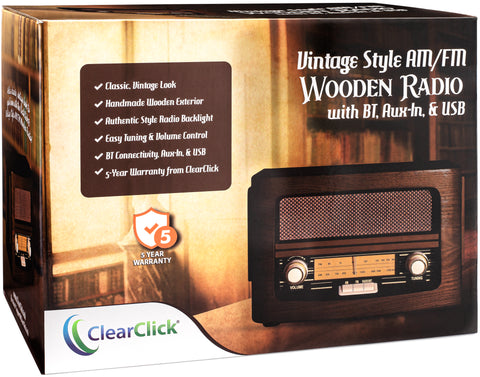 stum enke Ynkelig Classic Vintage Retro Style AM/FM Radio with Bluetooth (Model VR47) (B –  ClearClick