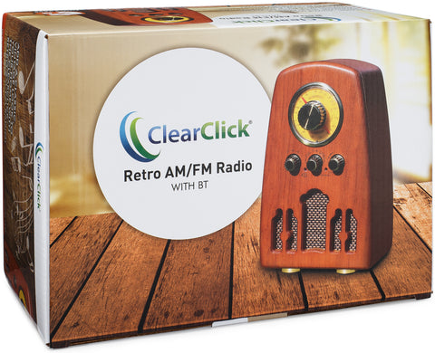 ClearClick Classic Vintage Retro Style AM/FM Radio Bluetooth & Aux