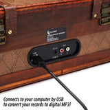 Vintage Wooden Suitcase Turntable with Bluetooth & USB (Model VT30)