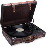 Vintage Wooden Suitcase Turntable with Bluetooth & USB (Model VT32)