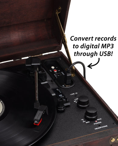 ClearClick Vintage Suitcase Turntable with Bluetooth & USB - Classic ClearClick Vintage Suitcase Turntable with Bluetooth & USB - Classic