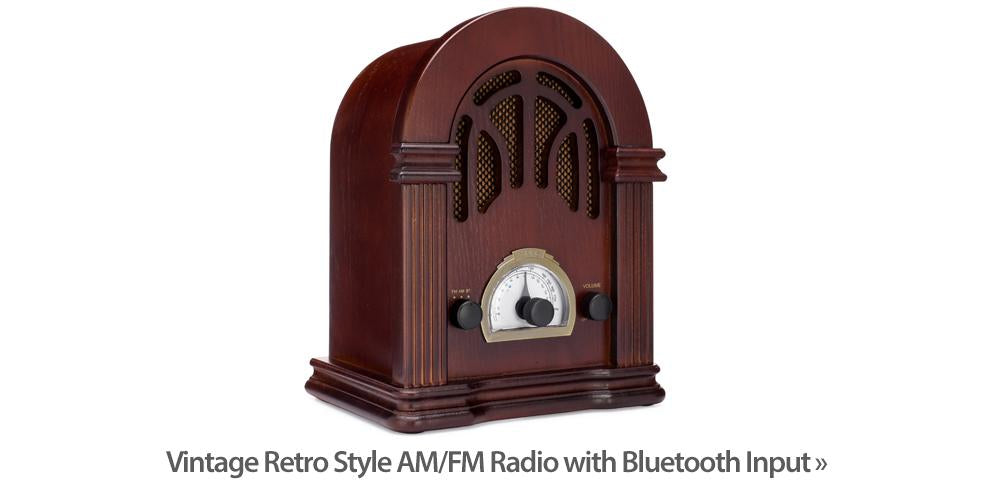 ClearClick Vintage Retro Style AM FM Radio with Bluetooth Input